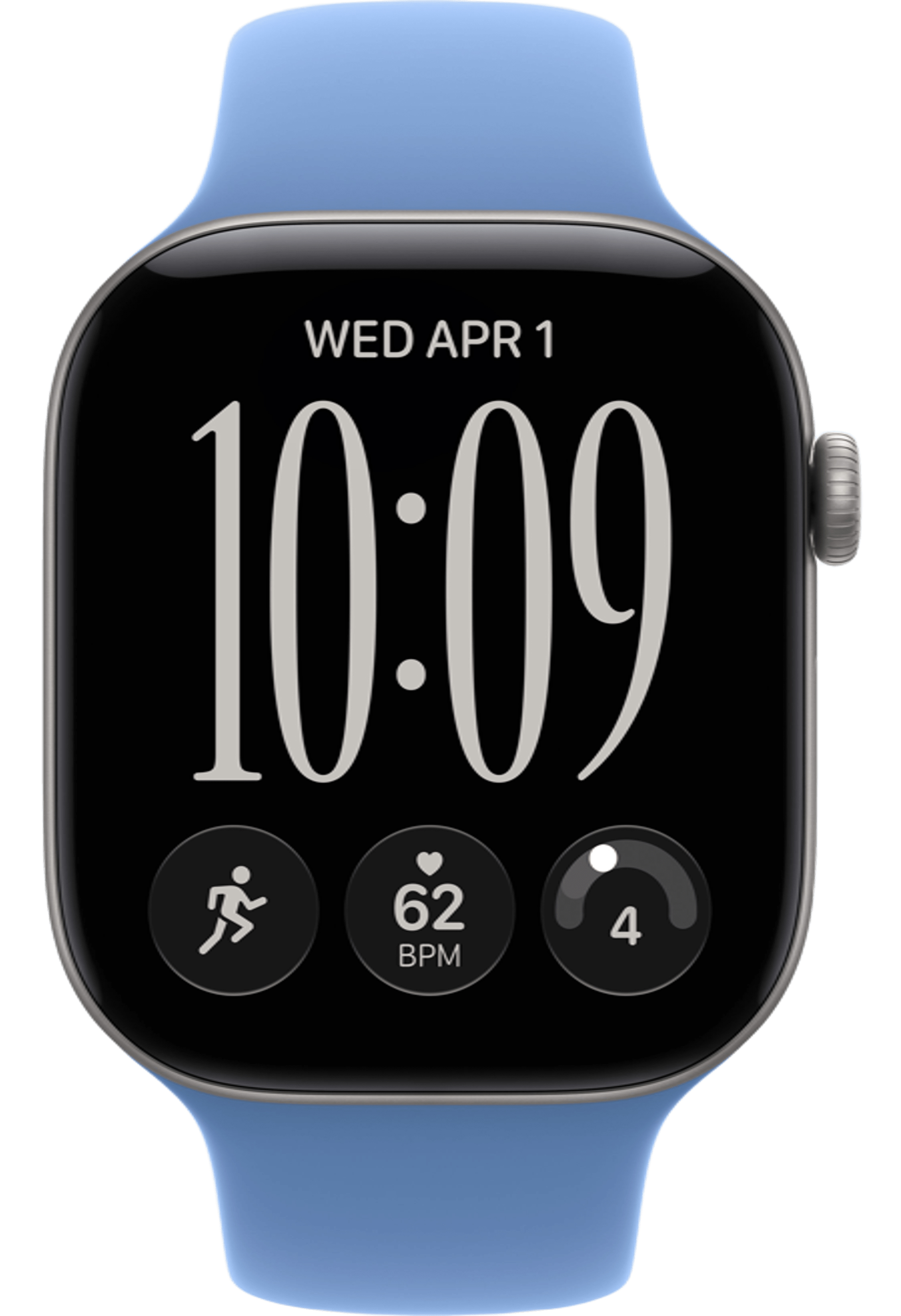 Apple Watch Series 12 42mm Space Gray Aluminum Case with Sport Band Wildflower Blue