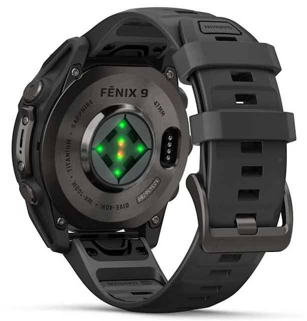 Garmin Fenix 9 AMOLED 47мм inReach, Carbon Grey DLC Titanium with Black Silicone Band (010-04762-11)