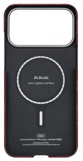 Pitaka Monogram Ultra-Slim Case для iPhone 17 Pro, красно-золотой (KI1702PTK)