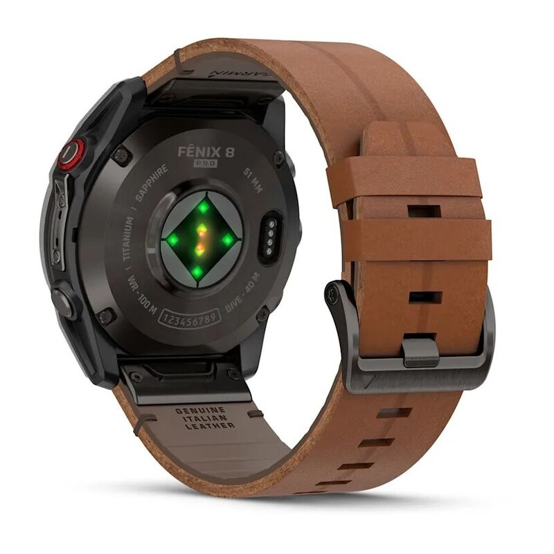Garmin Fenix 8 Pro 51 mm Amoled Sapphire Titanium Carbon Grey Chestnut Leather, коричневый (010-03199-40)