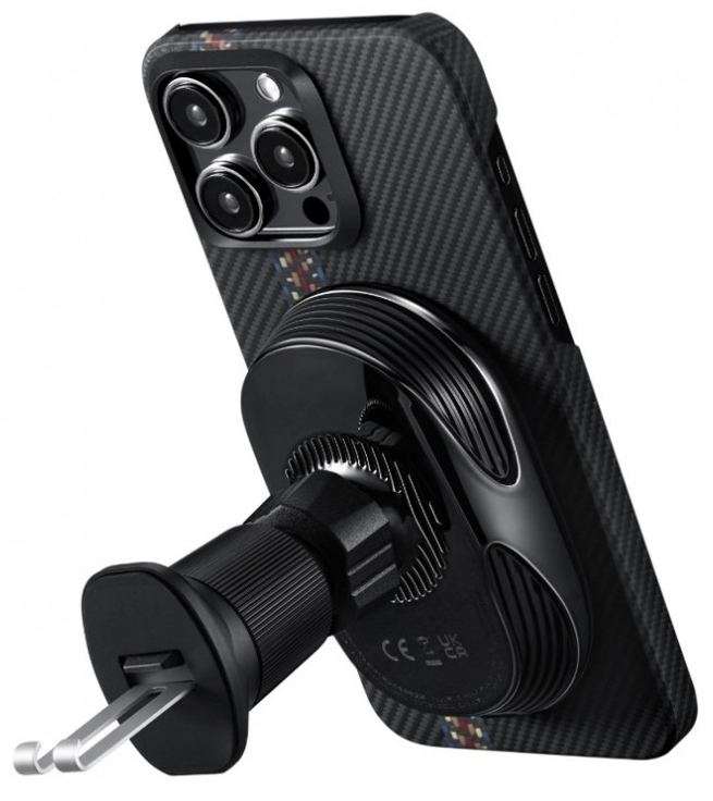 Автомобильный держатель PITAKA MagEZ Car Mount Pro 2 Vent с беспроводной зарядкой (CM2303N)