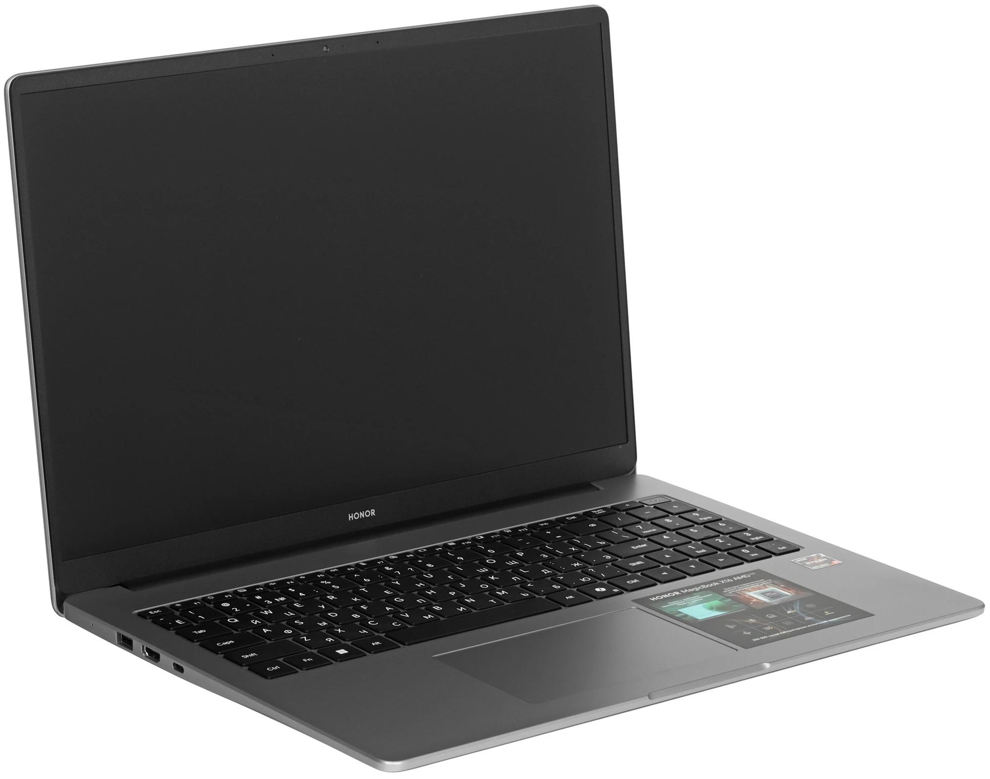 Ноутбук Honor MagicBook X16 AMD 2025 (AMD Ryzen 5 6600H, AMD Radeon 660M) 16ГБ, 512ГБ SSD, Windows 11 Home, серый (5301APLL)
