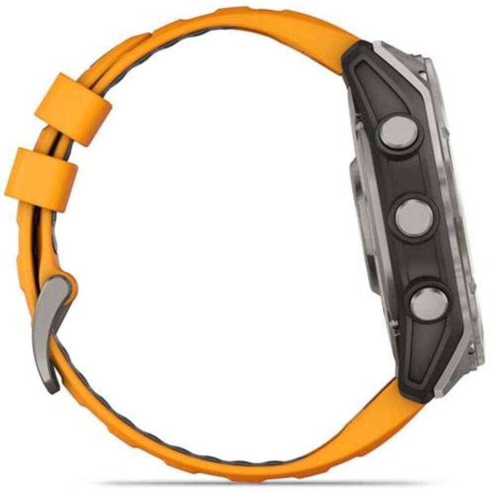Умные часы Garmin Fenix 8 51 мм AMOLED, серебристый с оранжевым ремешком (010-02905-53)