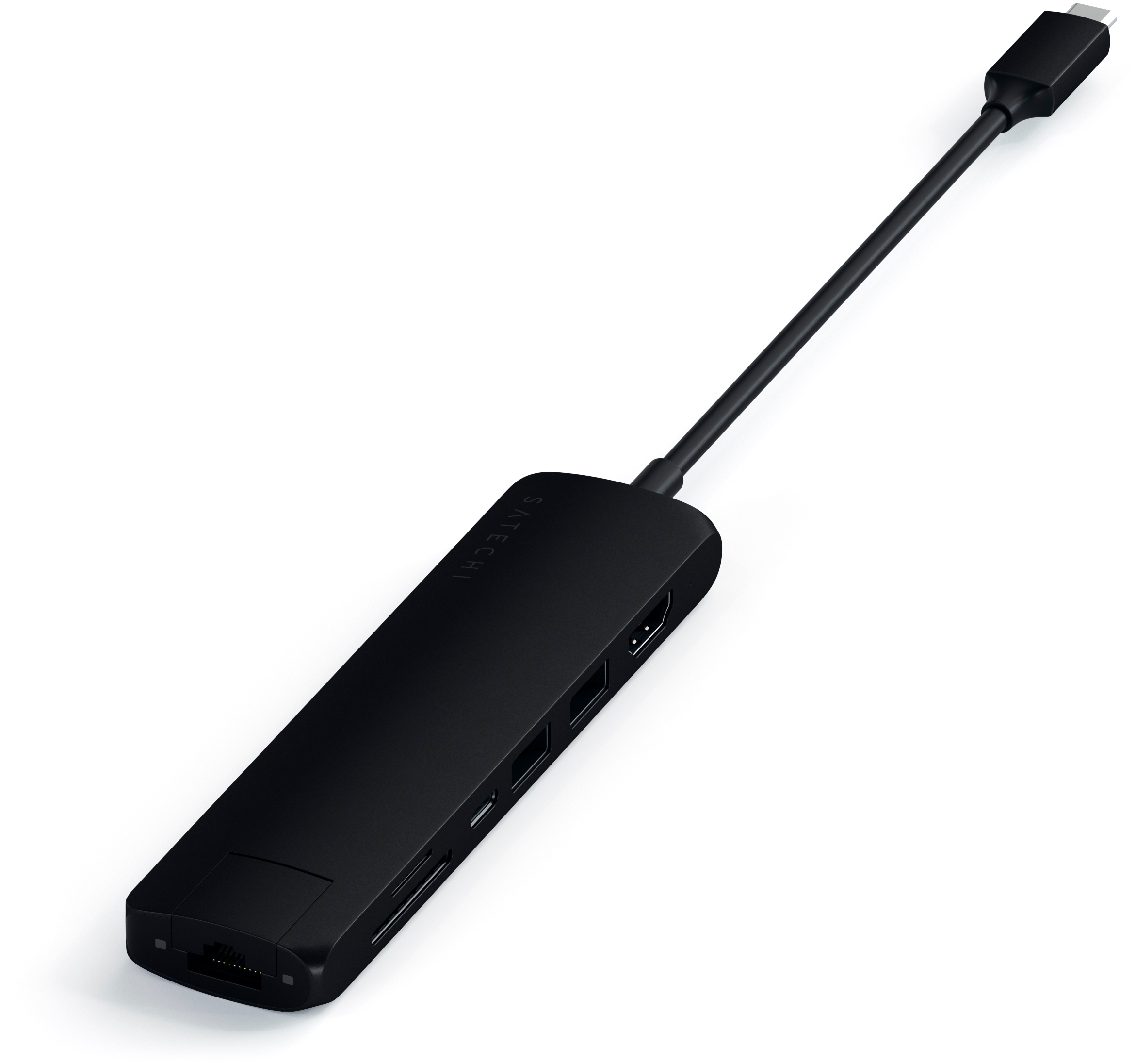 Адаптер Satechi USB-C Slim Multiport with Ethernet, черный (ST-UCSMA3K)