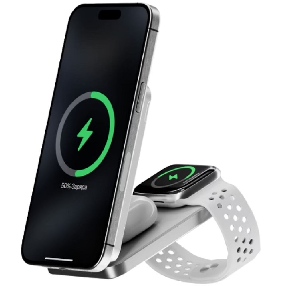 Внешний аккумулятор с беспроводной зарядкой uBear Cruise PD20W Qi2 8000 mAh, белый