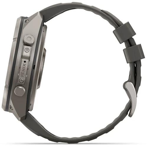 Умные часы Garmin Fenix 9 Pro Solar 51мм inReach, титан с серым силиконовым ремешком (010-04339-00)