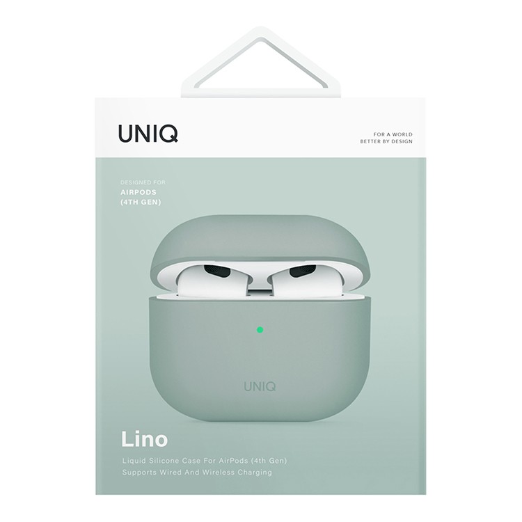 Чехол Uniq Lino Liquid silicone для AirPods 4, зеленый (AIRPODS(2024)-LINOIGRN)