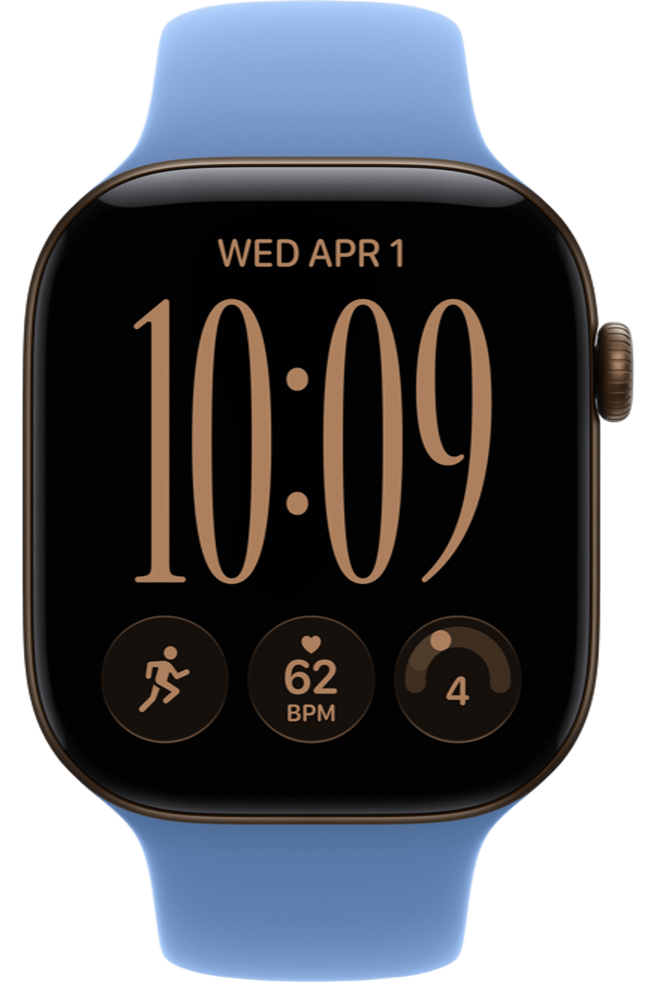 Apple Watch Series 12 46mm Dark Bronze Aluminum Case with Sport Band Wildflower Blue