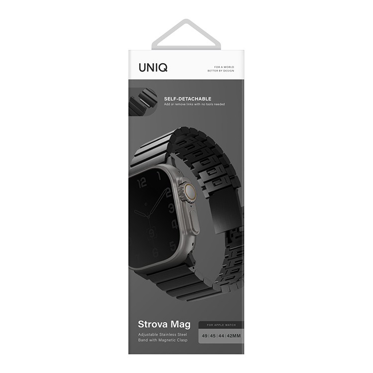 Ремешок Uniq Strova MAG Strap Link Steel для Apple Watch 42/44/45/49мм, черный