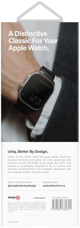 Ремешок Uniq OSTA Steel Strap для Apple Watch 49/46/45/42 мм, серебристый