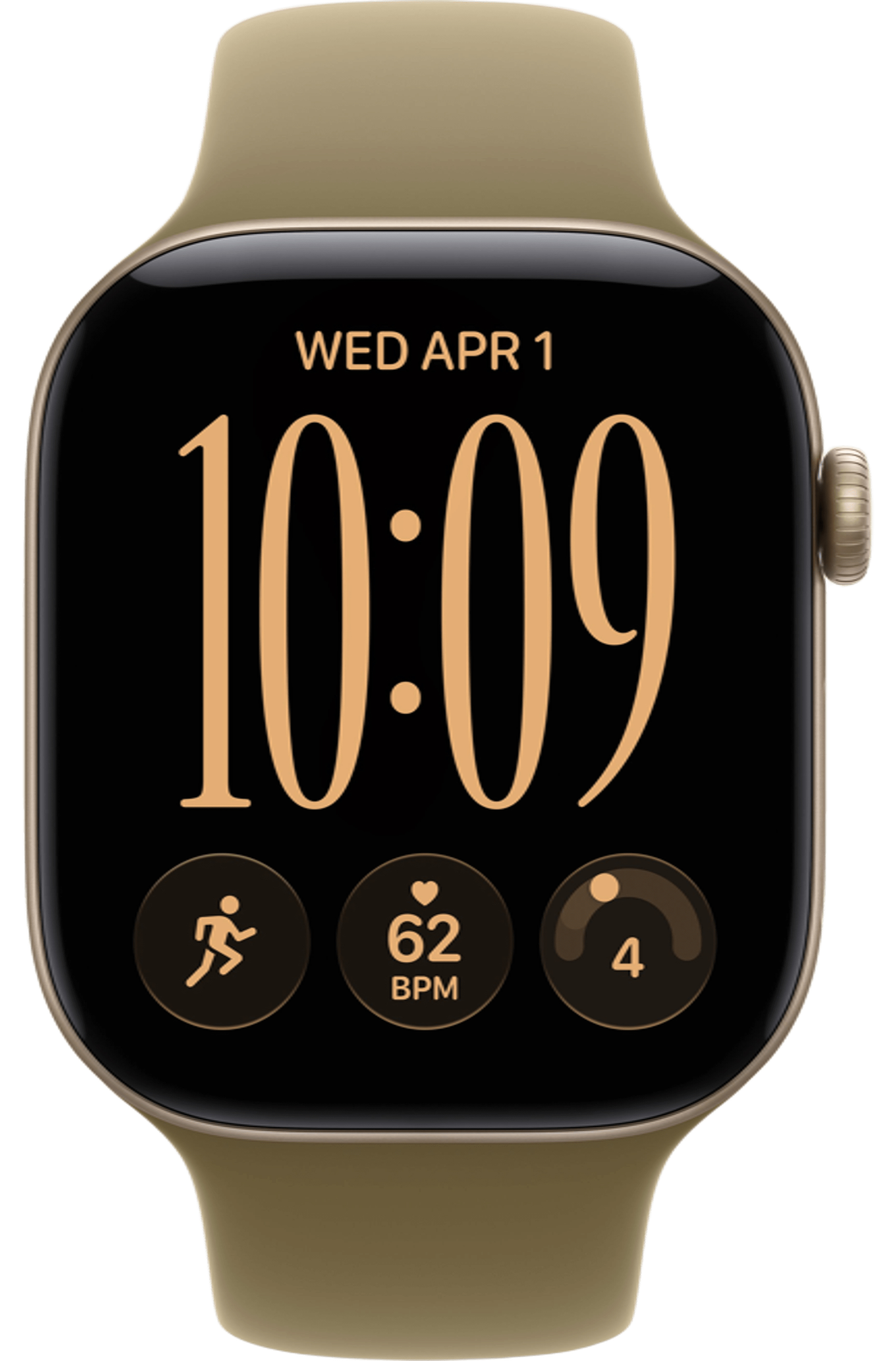 Apple Watch Series 12 46mm Light Gold Aluminum Case with Sport Band Olive