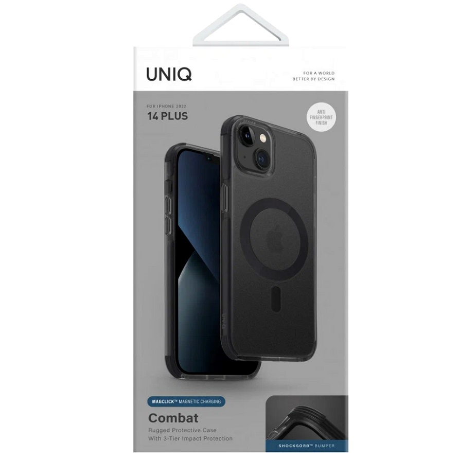 Чехол UNIQ COMBAT AF MagSafe iPhone 14 Plus, угольный (IP6.7M(2022)-COMAFMCHR)