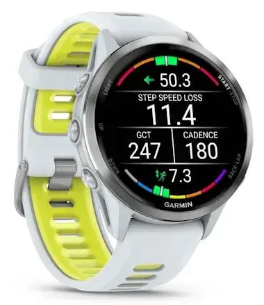 Garmin Forerunner 970 с серебристым безелем и желто-белым ремешком (010-02969-01)
