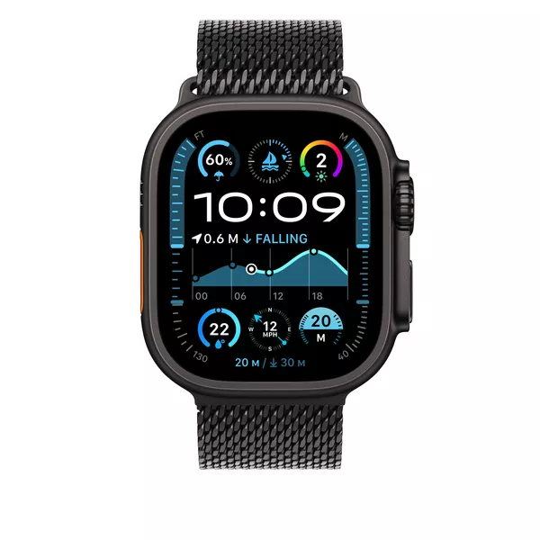 Apple Watch 49mm Milanese Loop L, Black Titanium (MXKH3ZM/A)