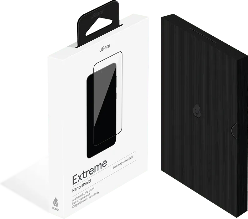 Защитное стекло uBear Extreme Nano Shield Samsung для Galaxy S25, с черной рамкой (GL191BL03AN63-SS25)