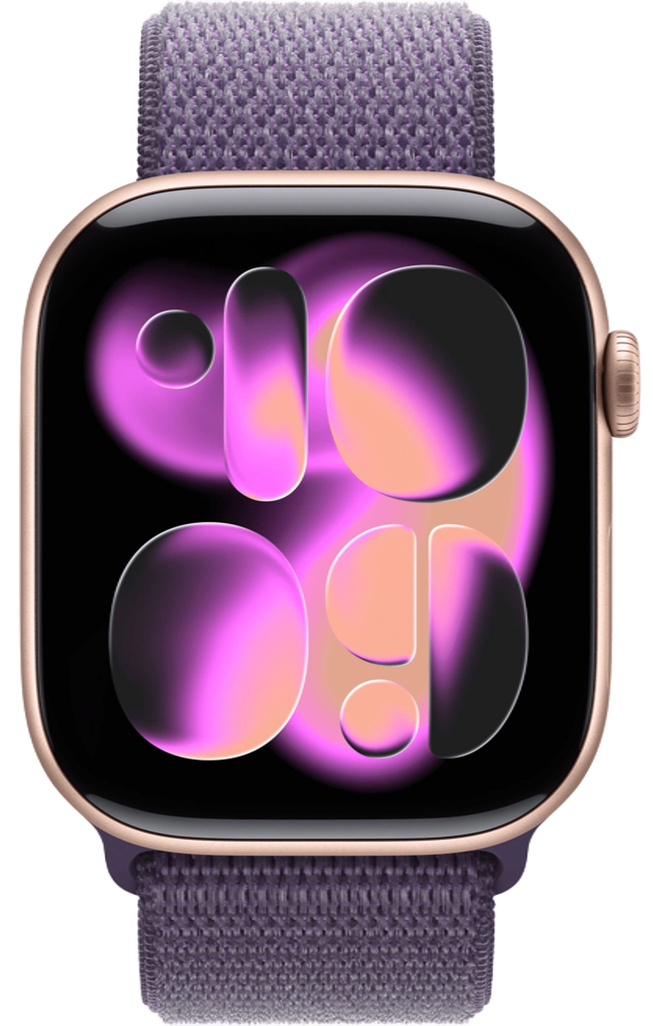 Apple Watch Series 11 46mm Rose Gold Aluminum Case with Sport Loop Purple Fog