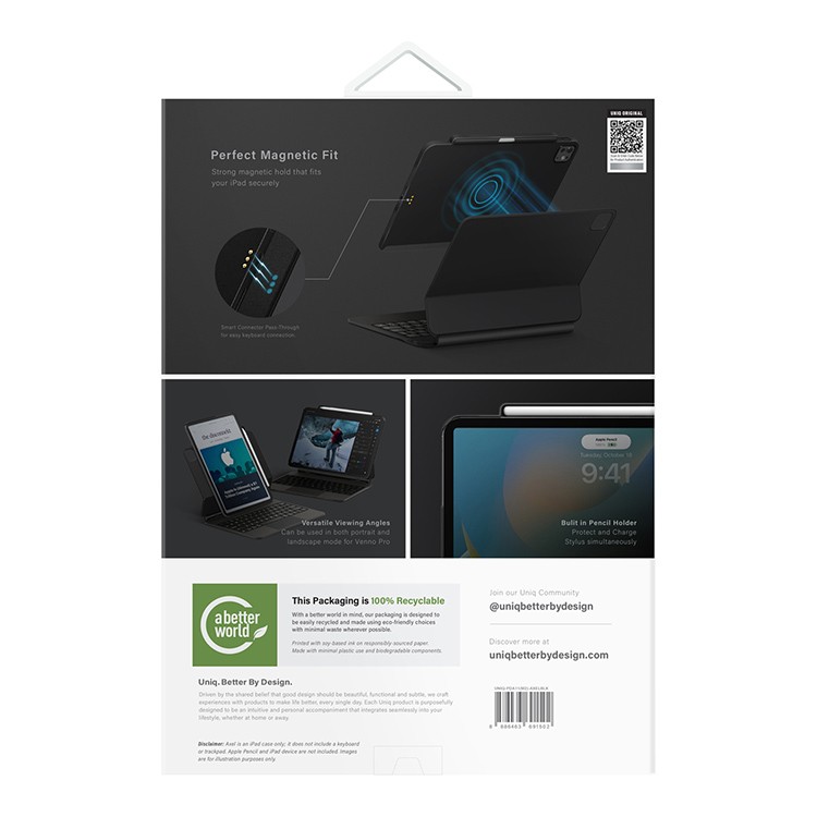 Чехол-накладка Uniq AXEL Sanp-easy Magnetic для iPad Air 11"(2024)/Air 10.9"(20/22)/Pro 11"(21/22), черный (PDA11(M2)-AXELBLK)