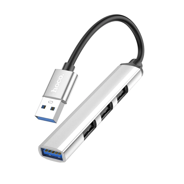 Адаптер HOCO HB26 Type-C to USB3.0+USB2.0*3, 4 в 1, серебристый