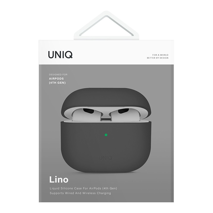 Чехол Uniq Lino Liquid silicone для AirPods 4, серый (AIRPODS(2024)-LINOGRY)