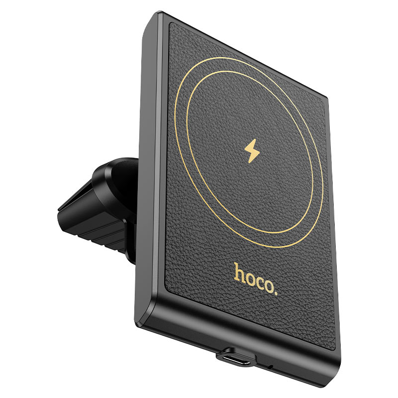 Автодержатель с беспроводной зарядкой Hoco HW19 Precious Magnetic Wireless Fast Charging Car Holder 15W, черный