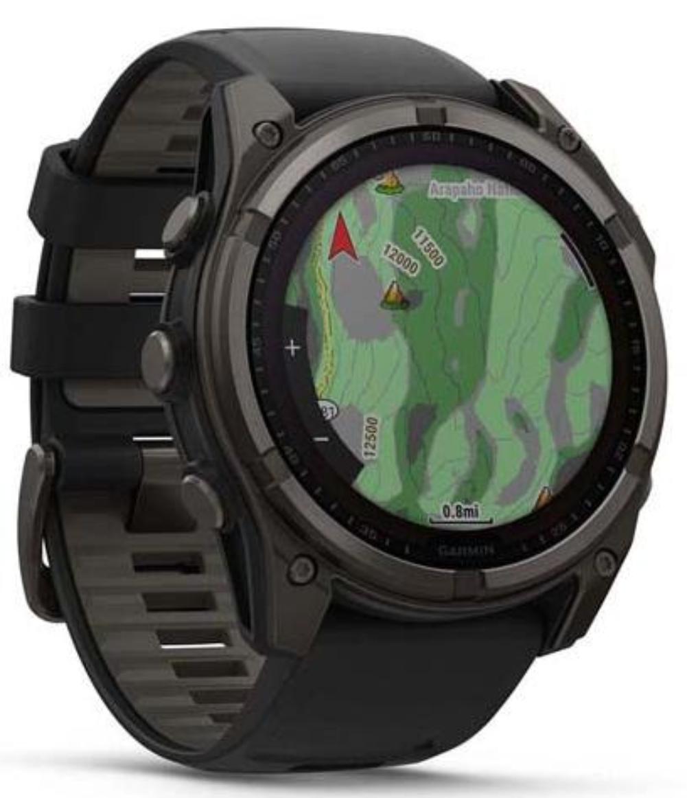 Умные часы Garmin Fenix 8 51 мм Solar, Sapphire Titanium, черный с черным силиконовым ремешком (010-02907-70)