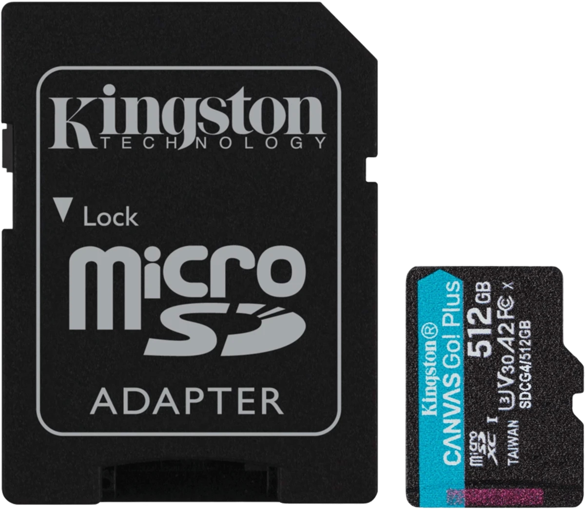 Карта памяти microSDXC UHS-I U3 Kingston Canvas Go! Plus 512 ГБ + адаптер, (SDCG4/512GB)