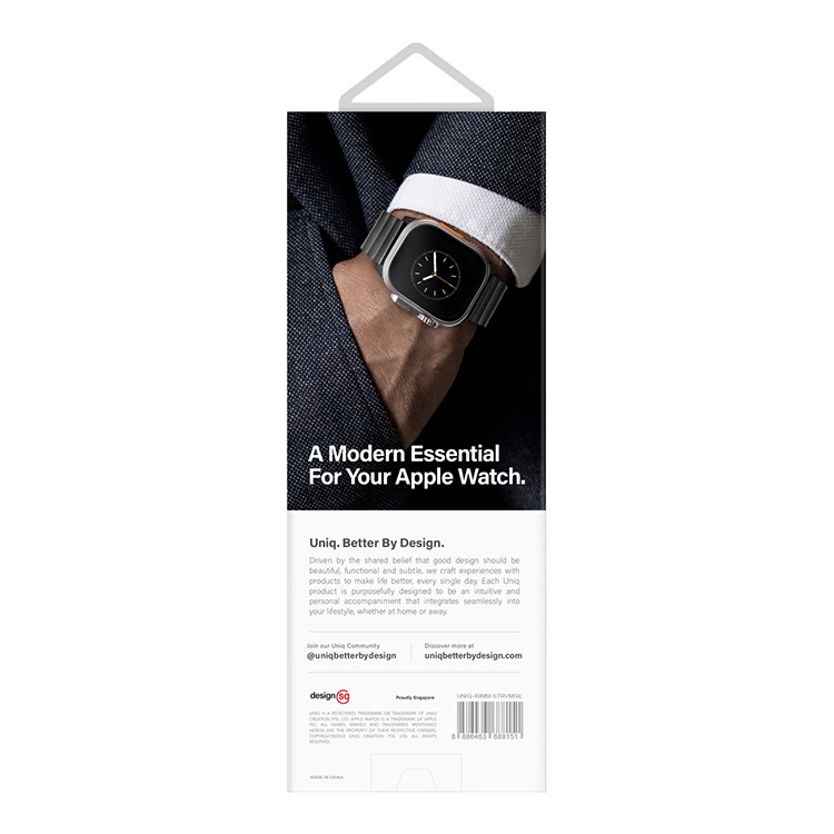 Ремешок Uniq Strova MAG Strap Link Steel для Apple Watch 42/44/45/49мм, серебристый