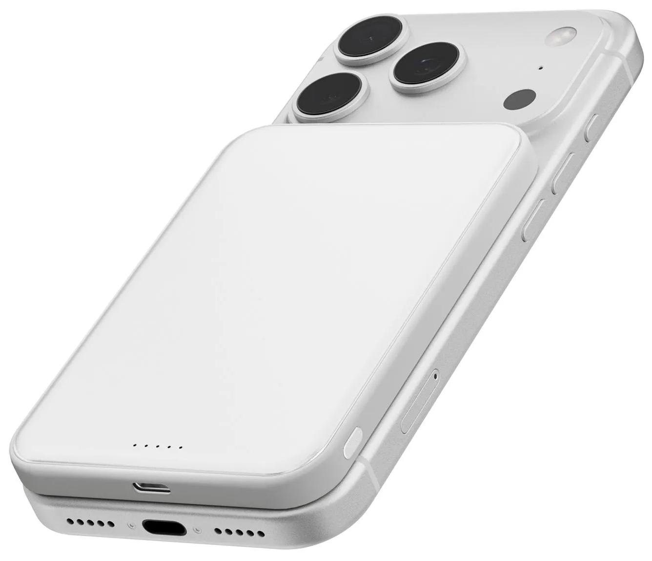 Внешний аккумулятор uBear Strike 5000 mAh, PD30W, Qi2.2, белый (PB28WH5000-PDM)