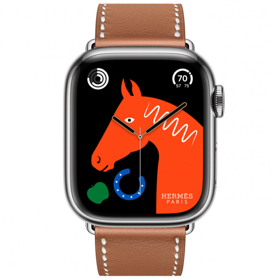 Apple Watch Hermes Series 11 42mm Silver Titanium Case with Single Tour, Gold