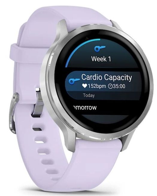 Garmin Venu 4 41mm Silver Bezel With Periwinkle Silicone Band (010-03013-01)