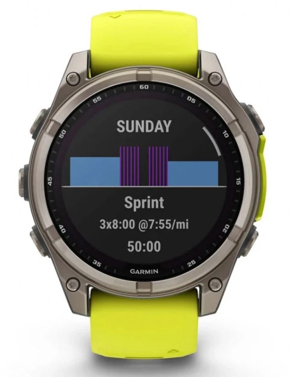 Garmin Fenix 8 47mm Solar, Sapphire Titanium with Amp Yellow/Graphite Silicone Band (010-02906-20)