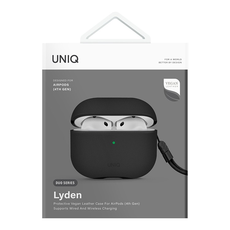 Uniq Lyden Leatherette with handstrap для Airpods 4, Black (AIRPODS(2024)-LYDBLK)