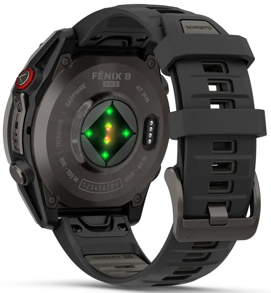 Смарт-часы Garmin Fenix 8 Pro 47 mm Amoled Sapphire Carbon Gray DLC Titanium with Black/Pebble Gray Silicone Band (New Open Box), серый (010-03198-00)
