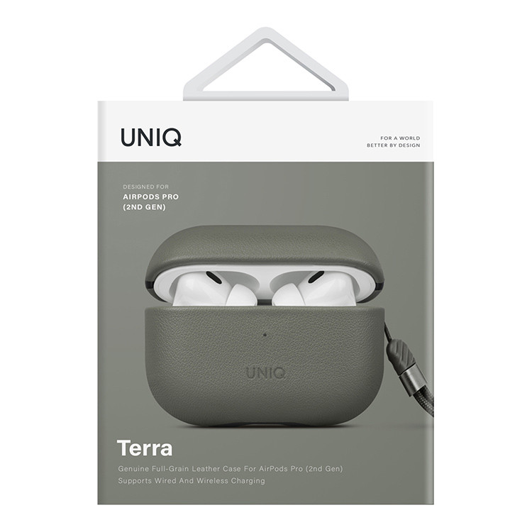 Чехол Uniq Terra Leather для AirPods Pro 2, зеленый (AIRPODSPRO2-TERLGRN)