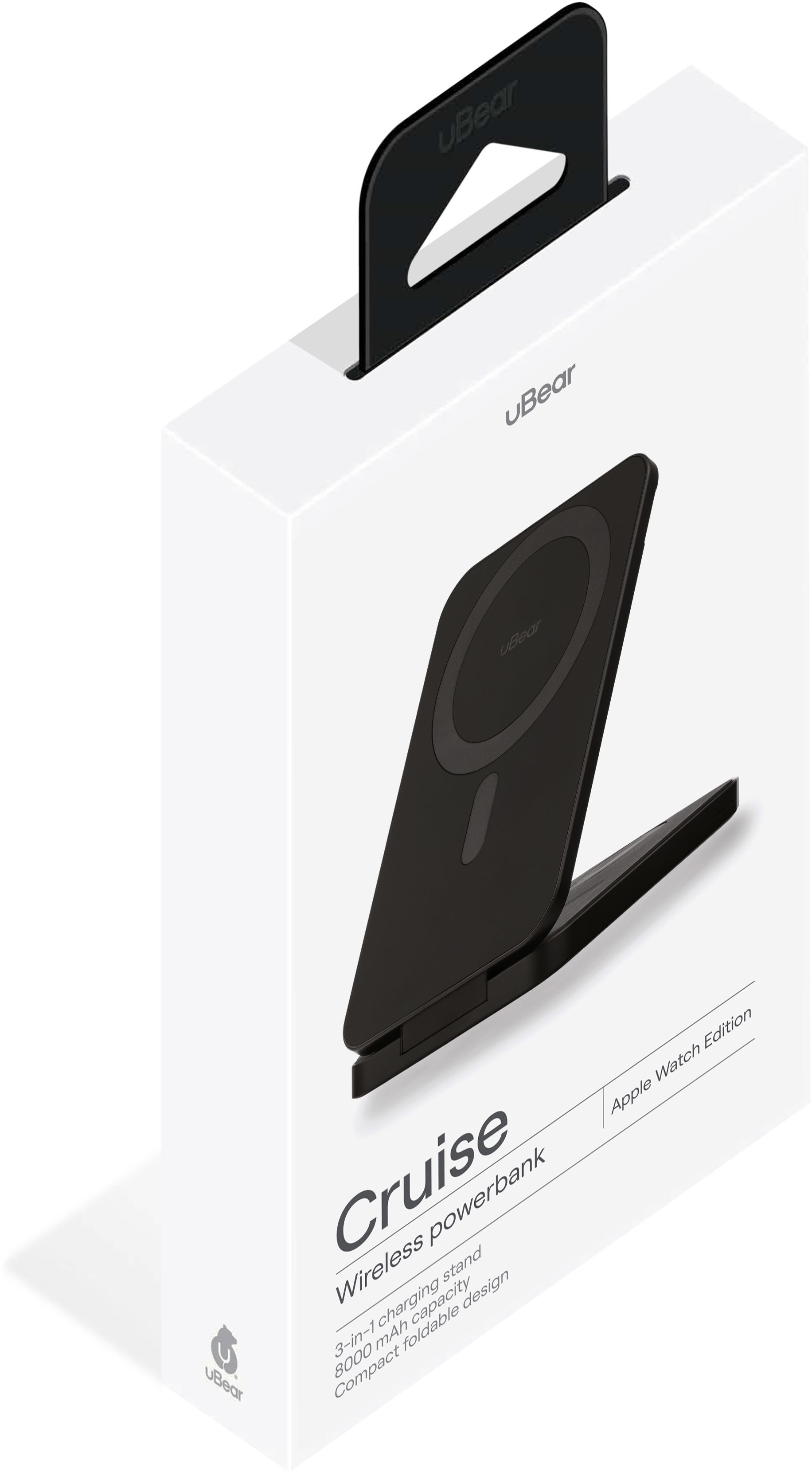 Внешний аккумулятор с беспроводной зарядкой uBear Cruise PD20W Qi2 8000 mAh, черный