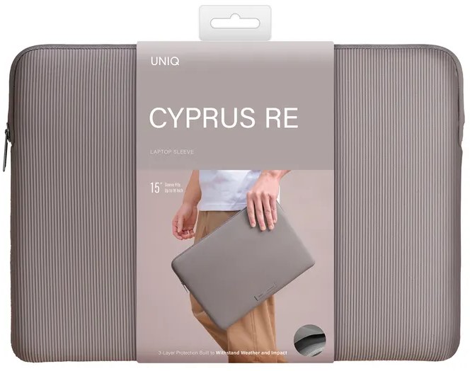 Uniq Cyprus Ridge Edition Neoprene Laptop sleeve для MacBook 15/16, Pewter Grey (CYPRUSRE(15)-PWTGRY)