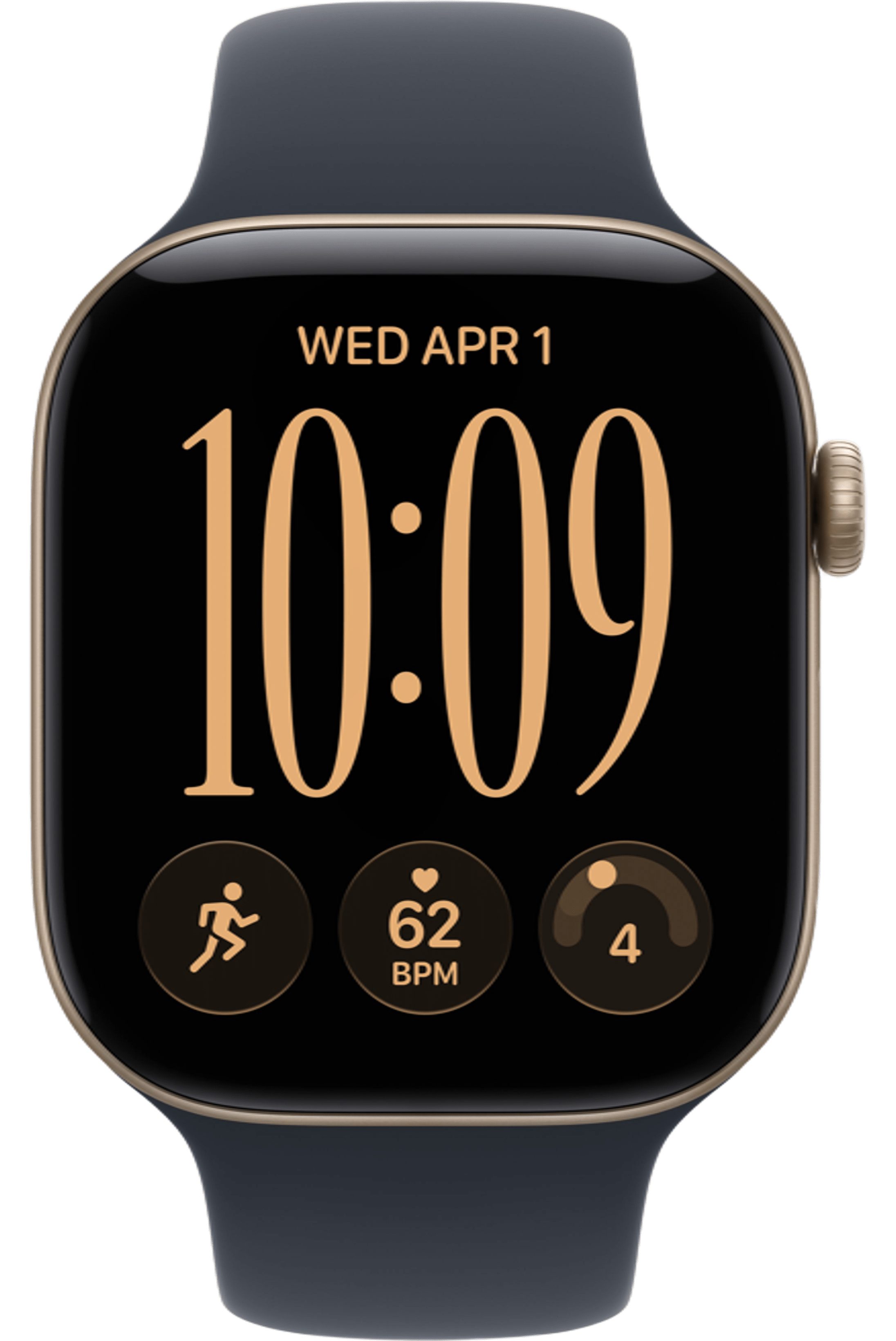 Apple Watch Series 12 46mm Light Gold Aluminum Case with Sport Band Navy Blue