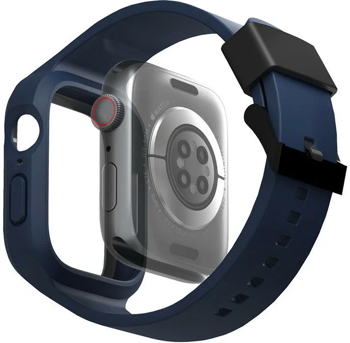 Uniq Monos 2-in-1 case+strap для Apple Watch 45/44 мм, синий (45MM-MONOSBLU)
