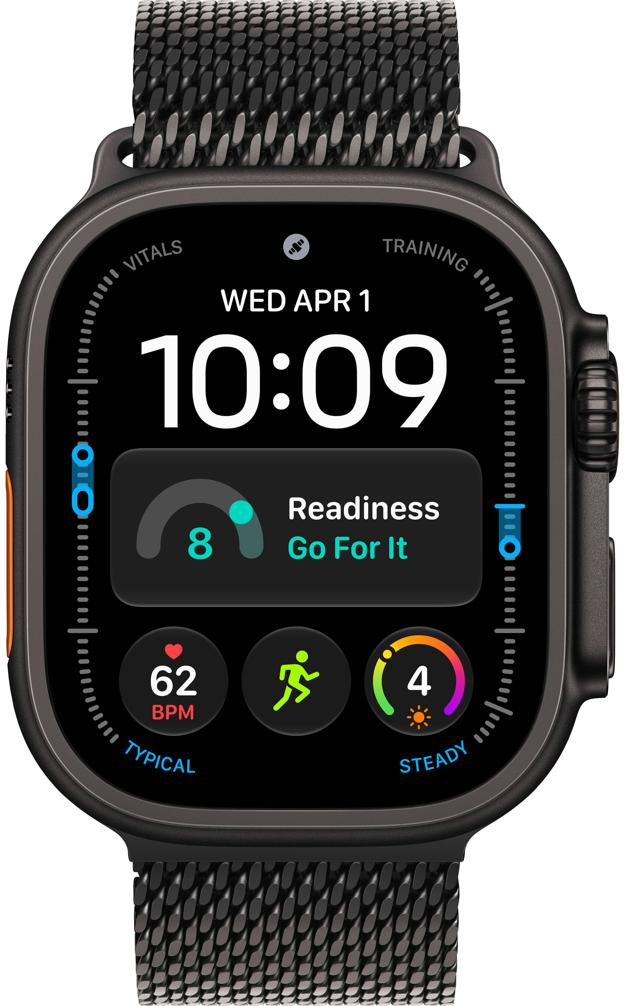 Apple Watch Ultra 4 (2026) 49mm Black Titanium Case with Black Titanium Milanese Loop Large