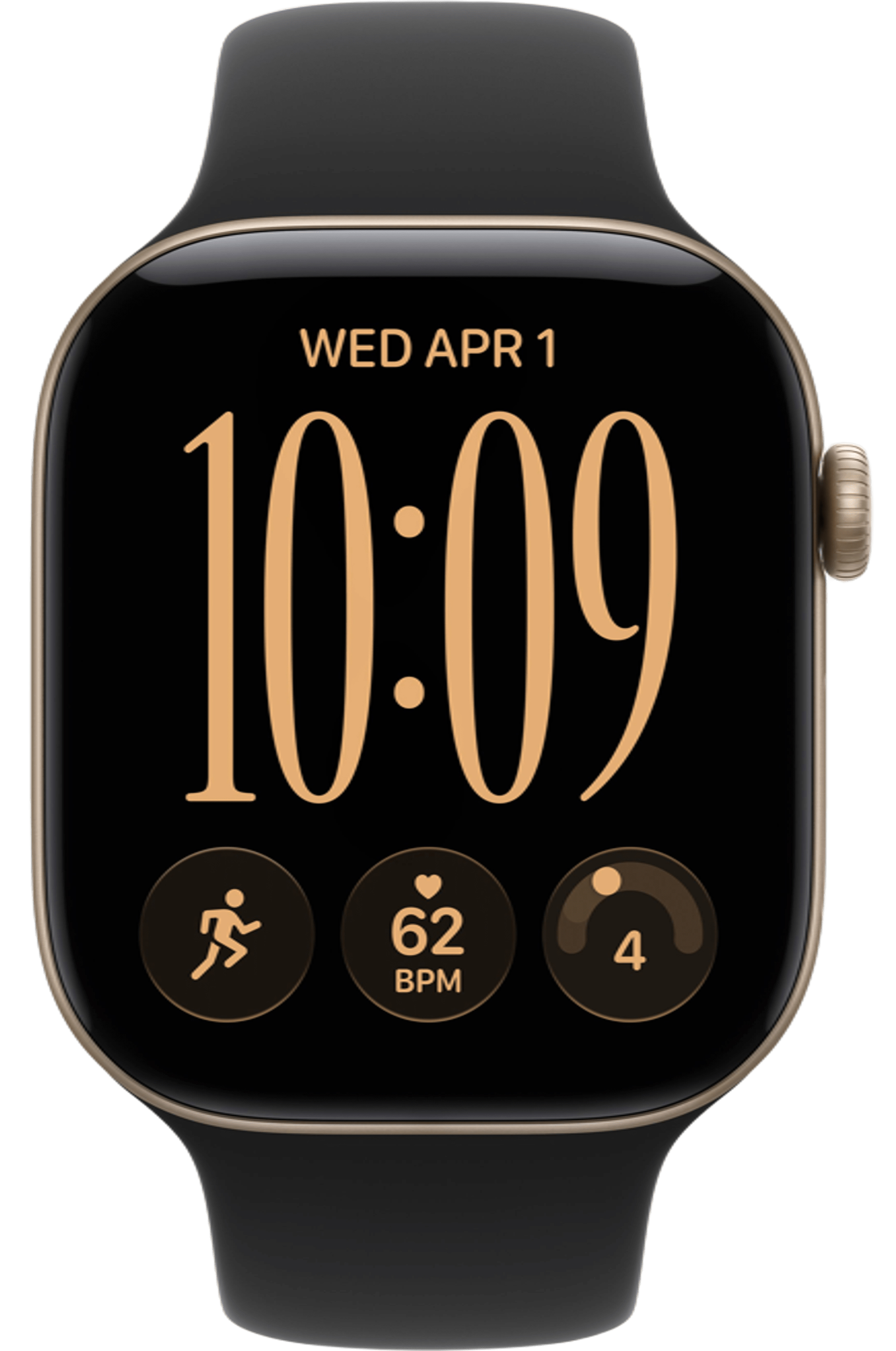 Apple Watch Series 12 46mm Light Gold Aluminum Case with Sport Band Black