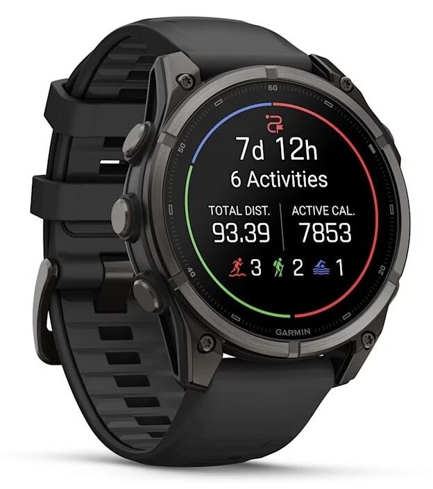 Garmin Fenix 9 AMOLED 47мм inReach, Carbon Grey DLC Titanium with Black Silicone Band (010-04762-11)