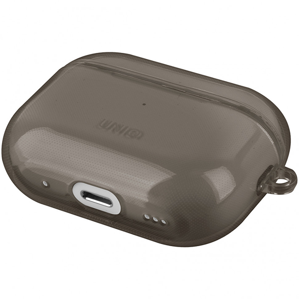 Чехол с карабином Uniq Glase TPU case для AirPods Pro 2, серый (AIRPODSPRO2-GLSSMK)
