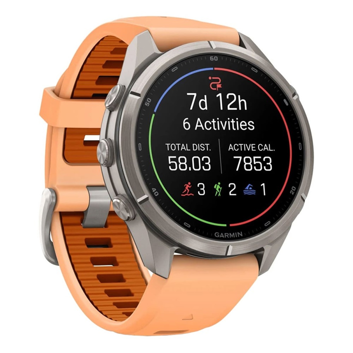 Garmin Fenix 9 Pro AMOLED 43мм inReach, Titanium with shell Pink/Autumn Orange Silicone Band (010-04335-01)