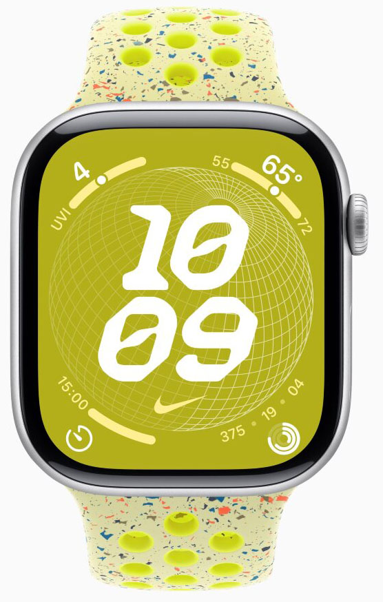 Apple Watch Series 10 42mm, Silver Aluminum Case with Nike Sport Band, Volt Splash