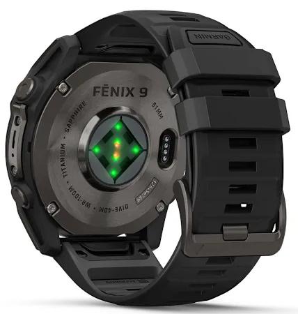Умные часы Garmin Fenix 9 AMOLED 51мм, темно-серый и черный силиконовый ремешок (010-04763-11)