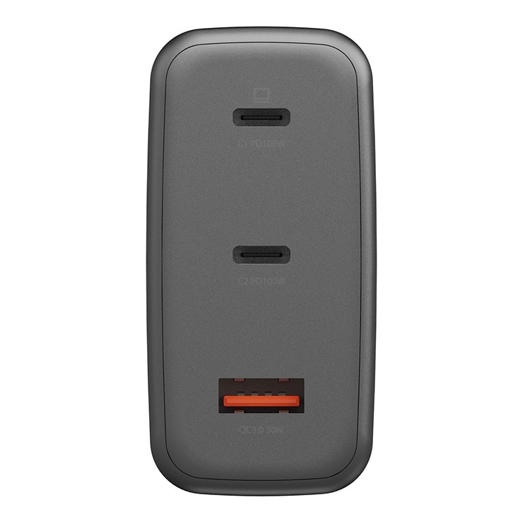 EnergEA AmpCharge GaN100, 2USB-C + USB-A PD/PPS/QC3.0 total 100W, серый (Gunmetal)