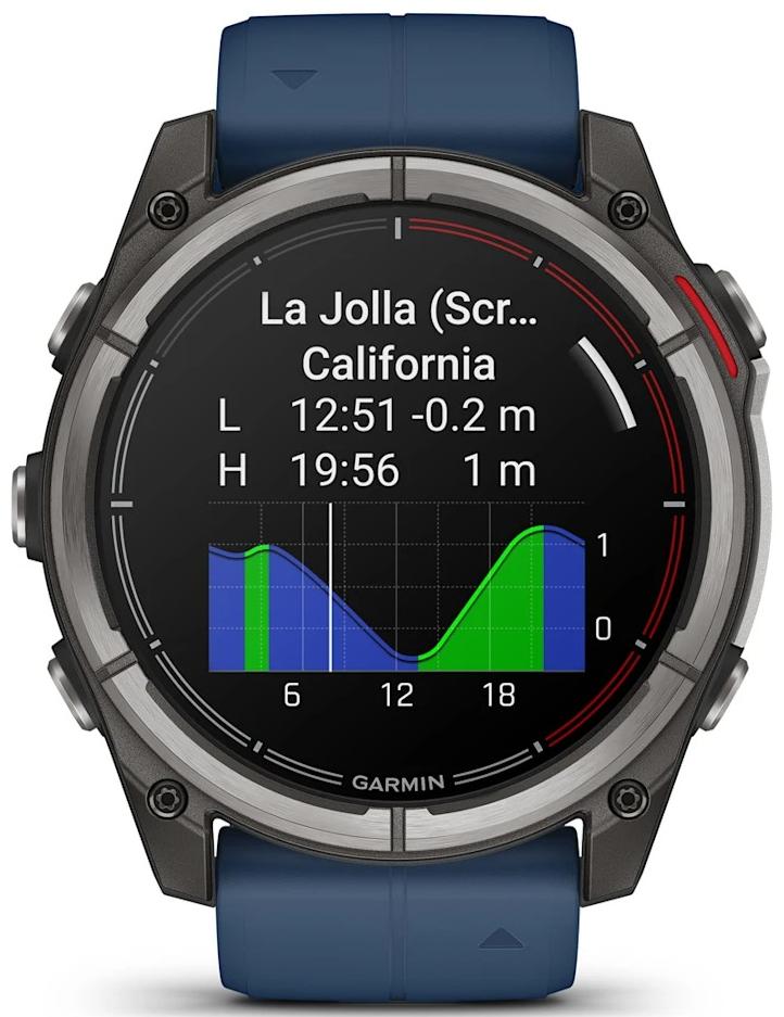 Смарт-часы Garmin Quatix 8 47mm AMOLED Sapphire, титановые с синим ремешком (010-02904-51)