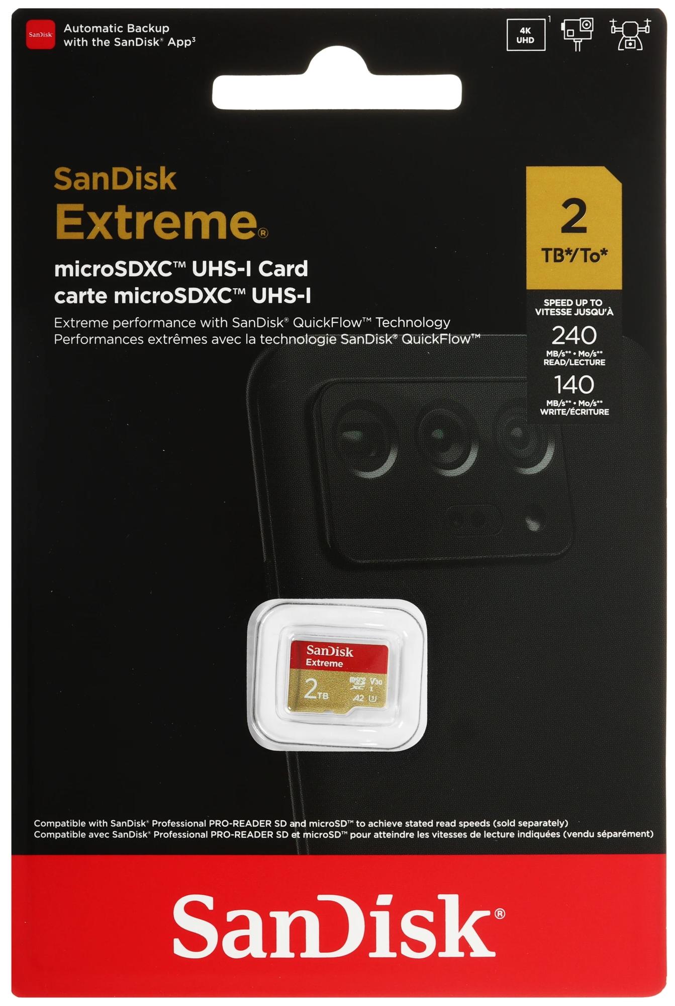 Карта памяти SanDisk Extreme microSDXC 2 ТБ (SDSQXAV-2T00-GN6MN)