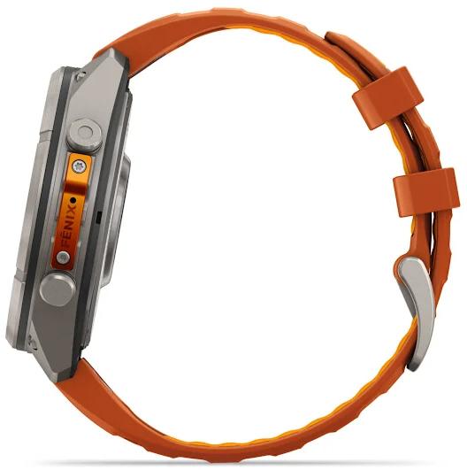 Умные часы Garmin Fenix 9 Pro AMOLED 47мм inReach, титан с оранжевым силиконовым ремешком (010-04336-01)
