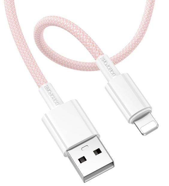 Кабель Borofone USB - Lightning 1m 2.4А BX117, розовый